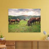 Rundvee op zonsondergang canvas afdruk (Insitu (Woonkamer))