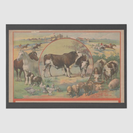 Rundvee Race Track Ephemera-ontkoppeling Tissuepapier (Voorkant)