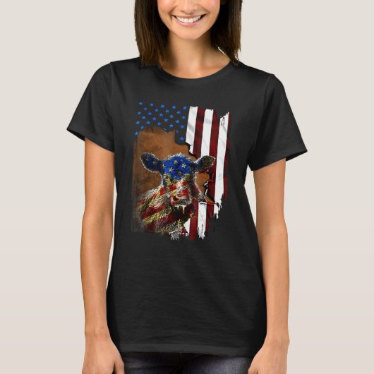 Rundvee vlag Amerika 4 juli T-shirt (Voorkant)