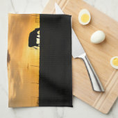 Rundvee Zonsondergang Silhouet Theedoek (Quarter Fold)