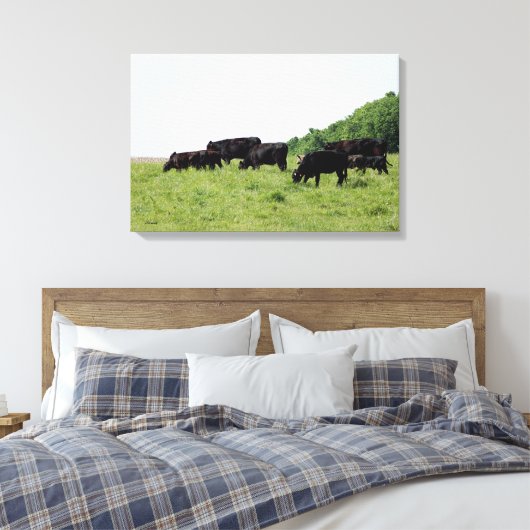 Rundvee Zwart Angus Verpakt Canvas (Insitu (Slaapkamer))