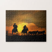 Rundveer met cowboys en paarden legpuzzel (Horizontaal)