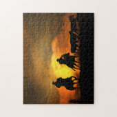 Rundveer met cowboys en paarden legpuzzel (Verticaal)