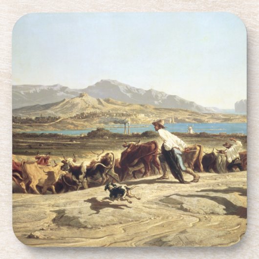 Rundveerij nabij Marseille, 1853 (olie op canva) Drankjes Onderzetter (Voorkant)