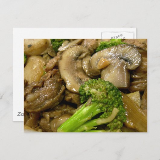 Rundvlees, broccoli en champignonbroed briefkaart (Voorkant / Achterkant)