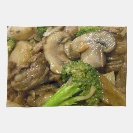 Rundvlees, broccoli en champignonbroed theedoek (Horizontaal)