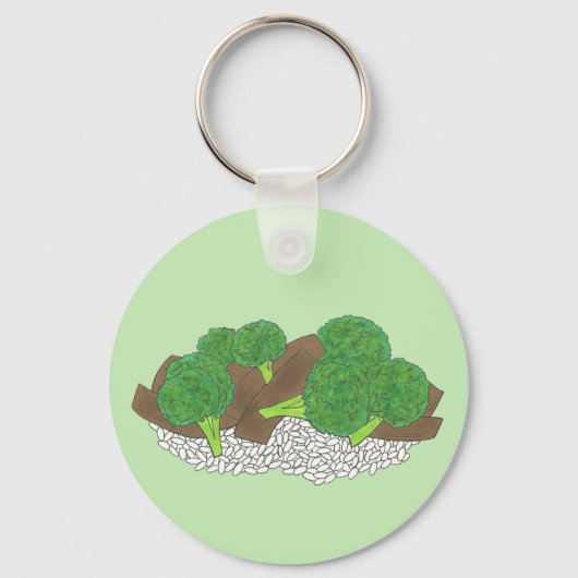 Rundvlees en Broccoli-Chinees Takeaway Takeout Foo Sleutelhanger (Voorkant)