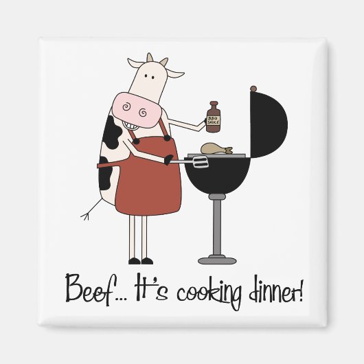 Rundvlees... Het is het koken van het diner! Grapp Magneet (Voorkant)