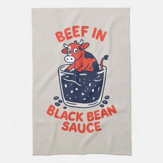 Rundvlees in Black Bean Saus Fun Design Theedoek (Verticaal)