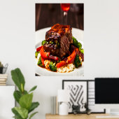 Rundvlees met rijst en groenten | AI Art Poster (Thuiskantoor)