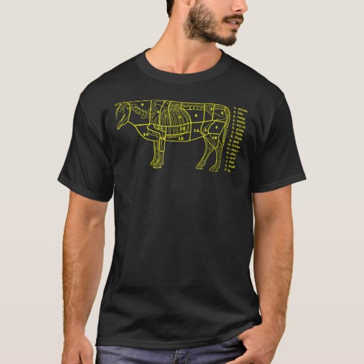 Rundvlees Snij T-Shir T-shirt (Voorkant)