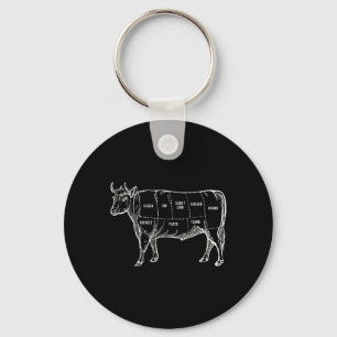 Rundvlees Snijd Diagram Slager Koe BBQ Vleesliefhe Sleutelhanger