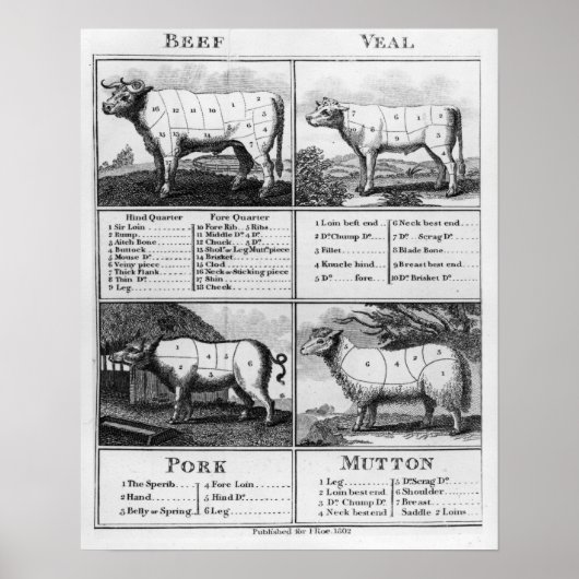 Rundvlees, vezel, varkensvlees en Mutton Cuts, 180 Poster (Voorkant)
