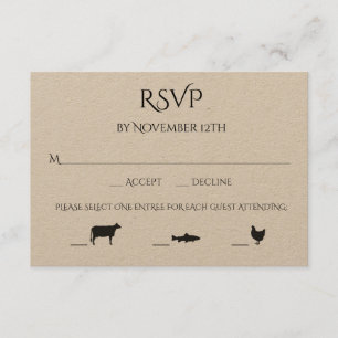 Rundvlees Vis Kip 3 Entree Keuze Huwelijk RSVP Kaartje