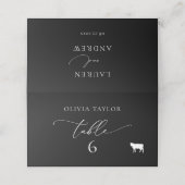 Rundvlees Zwart & Wit Minimalistisch Bruiloft Tafe Plaatskaartje (Buitenkant ongevouwen)