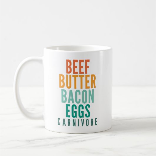 Rundvleesboter Bacon Eieren Carnivore Koffiemok (Links)