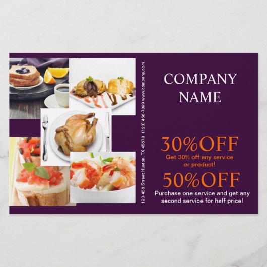 Rundvleesburger sandwich kip privé-kok catering flyer (Voorkant)