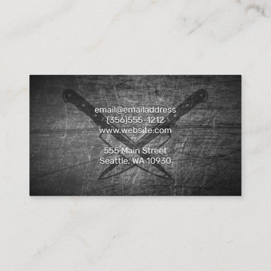 rundvleesdiagram | gekrast metaal visitekaartje (Achterkant)