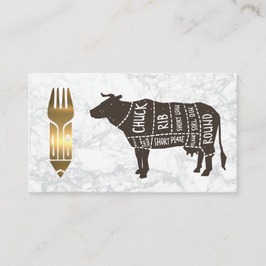 Rundvleesdiagram | Goud metaalgereedschap Visitekaartje (Voorkant)