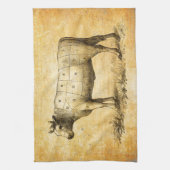  rundvleeskaart met genummerde deelstukken theedoek (Verticaal)