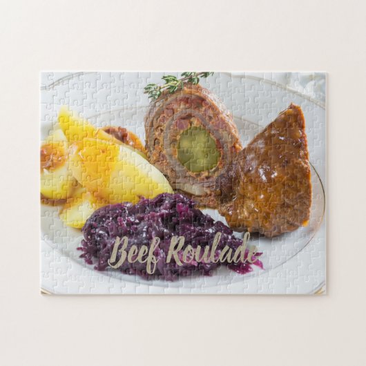 Rundvleesroulade met aardappelen en rodekoolkeuken legpuzzel (Horizontaal)