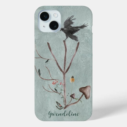 Rune Algiz met takken en kraai Case-Mate iPhone Case (Achterkant)