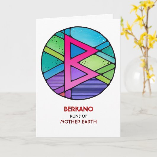 Rune Berkano - Moeder Aarde - Art Nouveau Kaart (Gele Bloem)