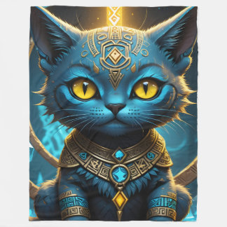 Rune Blue Cat Fleece Deken