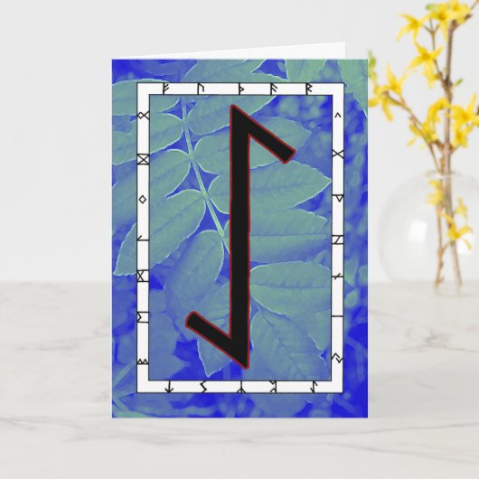 Rune Eihwaz – Volharding in het midden Kaart (Gele Bloem)