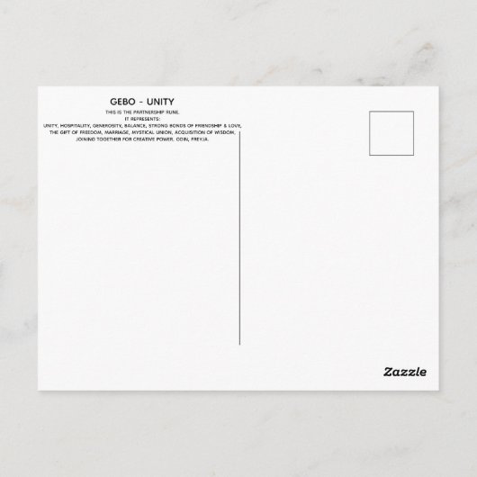 Rune Gebo - Unity, Gift Briefkaart (Achterkant)