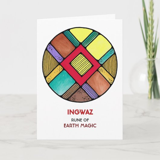Rune Ingwaz - Earth Magic - Art Nouveau Kaart (Voorkant)