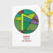 Rune Laguz - Levensenergie - Art Nouveau Kaart (Gele Bloem)