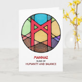 Rune Mannaz - Mensheid & Evenwicht - Art Nouveau Kaart (Gele Bloem)