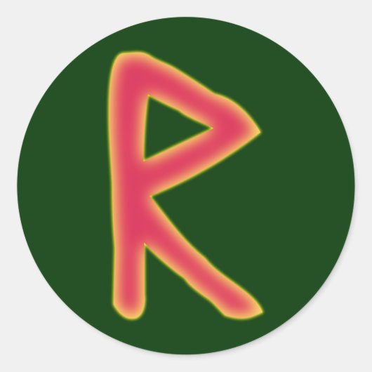 rune Raidho Futhark Ronde Sticker (Voorkant)