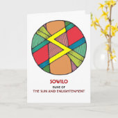 Rune Sowilo - Zon & Verlichting - Art Nouveau Kaart (Gele Bloem)