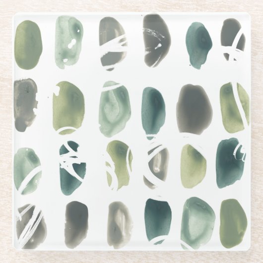 Rune Stone - Green Glazen Onderzetter (Voorkant)