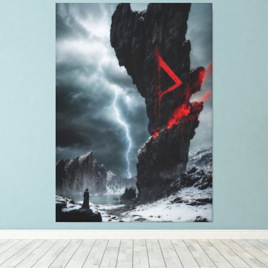 Rune Thurisaz Canvas Afdruk (Insitu (Houten vloer))