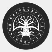 Rune Yggdrasil Stickers (Ronde) (Voorkant)
