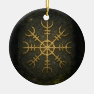 Runestone AEgishjálmur – Oudnoorse bescherming S Keramisch Ornament