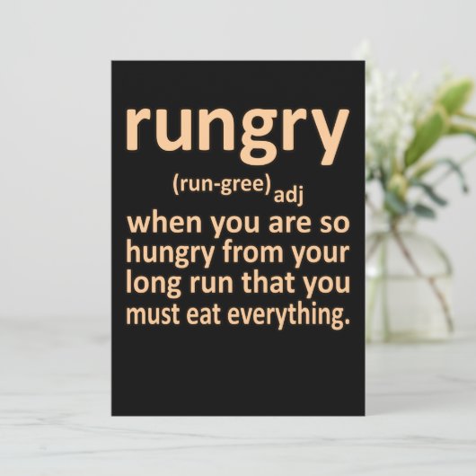Rungry Definition Half Marathon Runner Running Gra Bedankkaart (Staand voorkant)