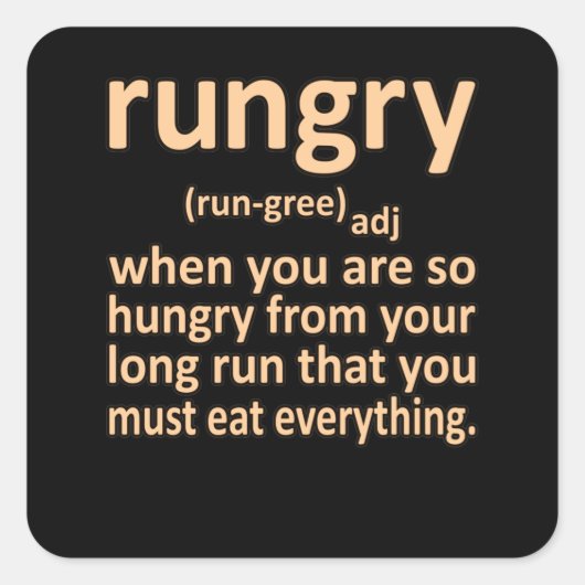 Rungry Definition Half Marathon Runner van Gra Vierkante Sticker (Voorkant)