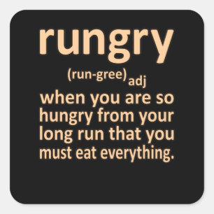Rungry Definition Half Marathon Runner van Gra Vierkante Sticker