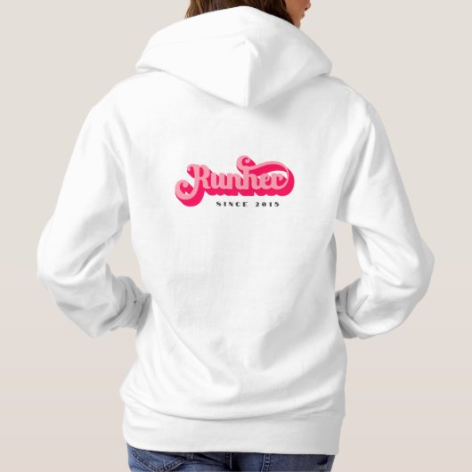 Runher Running Pink Bold Retro Font Motivational Hoodie (Achterkant)