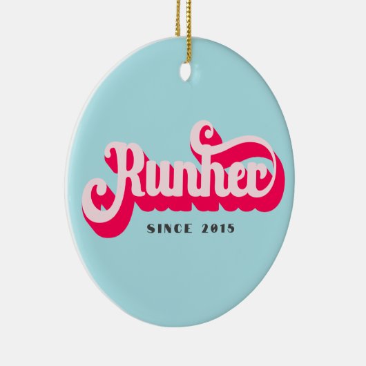 Runher Running Pink Bold Retro Font Motivational Keramisch Ornament (Rechts)