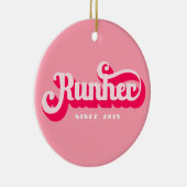 Runher Running Pink Bold Retro Font Motivational Keramisch Ornament (Rechts)