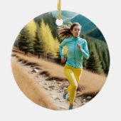 Runher Running Pink Bold Retro Font Motivational Keramisch Ornament (Achterkant)