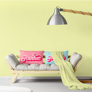 Runher Running Pink Bold Retro Font Motivational Kussen