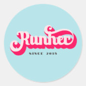 Runher Running Pink Bold Retro Font Motivational Ronde Sticker (Voorkant)