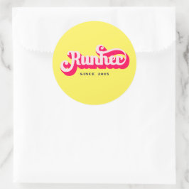 Runher Running Pink Bold Retro Font Motivational Ronde Sticker