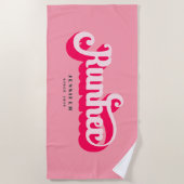 Runher Running Pink Bold Retro Font Motivational Strandlaken (Voorkant)